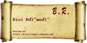 Biel Rómeó névjegykártya
